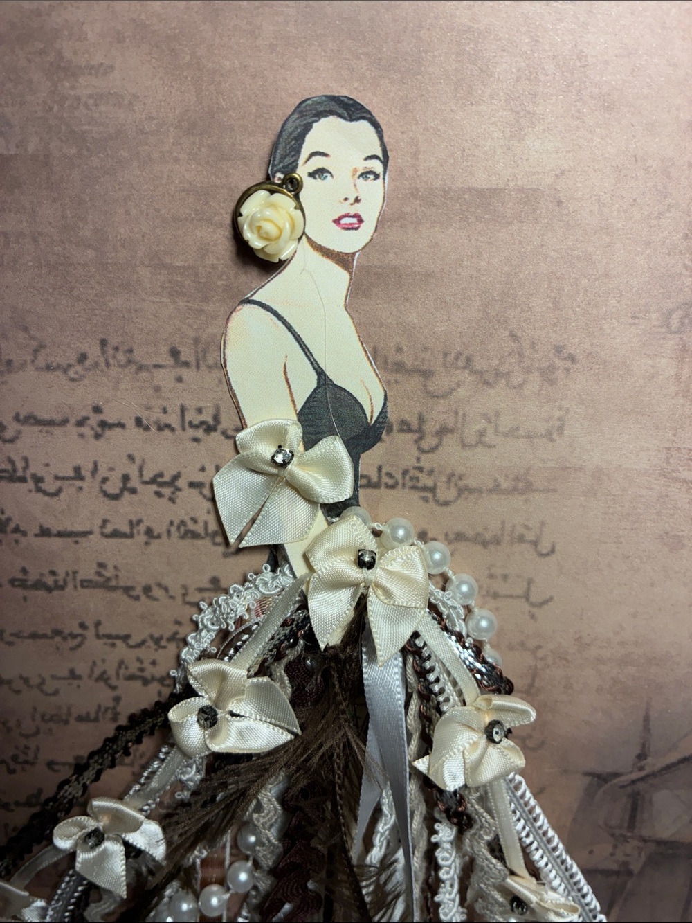 PAPER DOLL 3d Wall Art HANDCRAFTED, ELEGANT DRESS COLLAGE